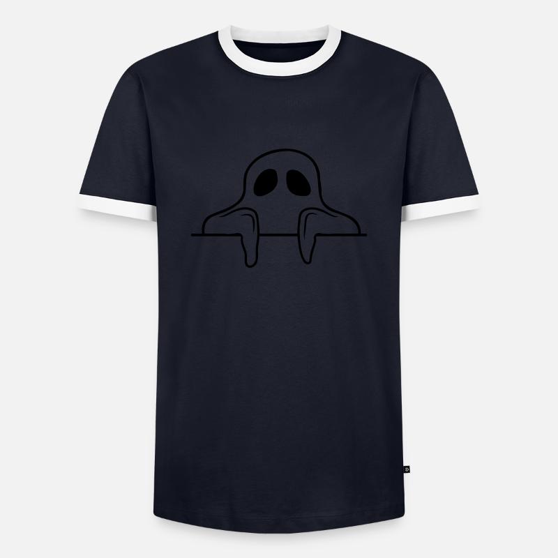 Comic Geist hinter Mauer - Männer Kontrast-T-Shirt - Navy/Weiß 