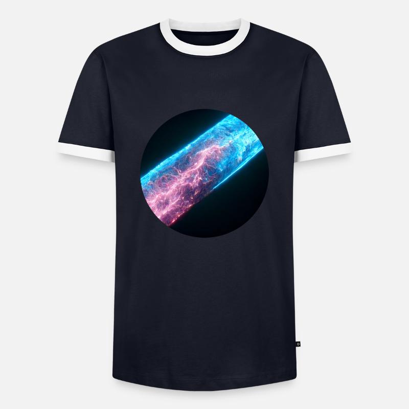 Blitz in roter und blauer Farbe - Männer Kontrast-T-Shirt - Navy/Weiß 