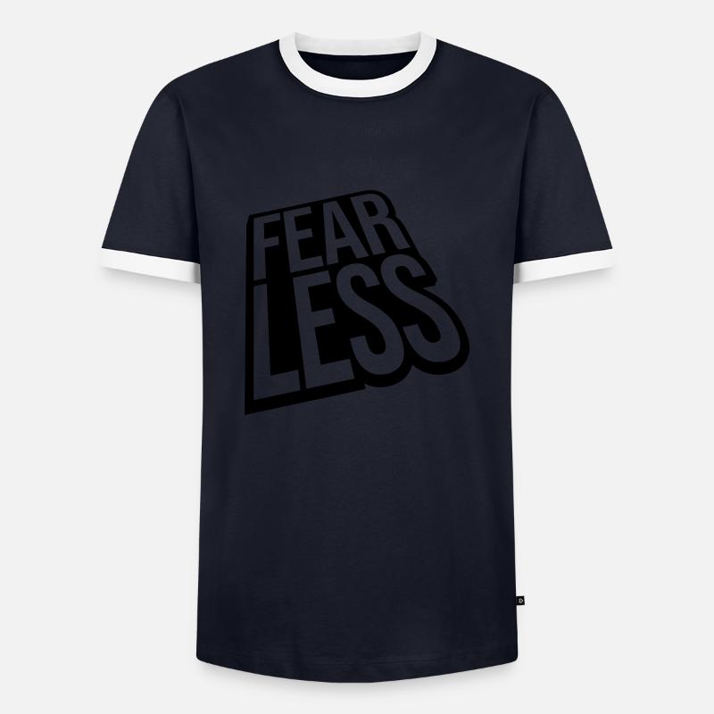 fearless Text Quote Design - Men's Ringer Shirt - navy/white 