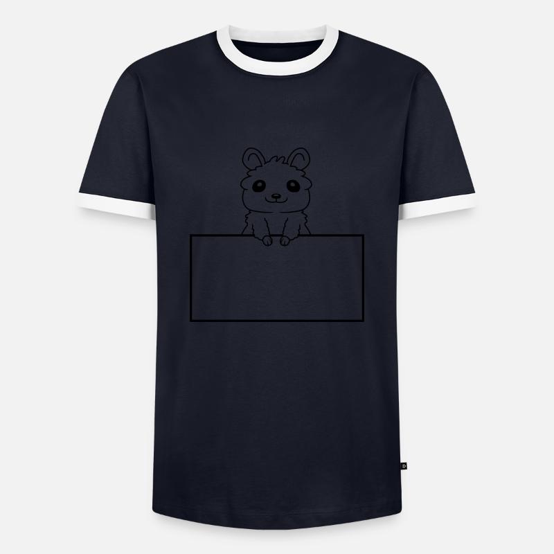 Insert Text Shield Hamster - Men's Ringer Shirt - navy/white 