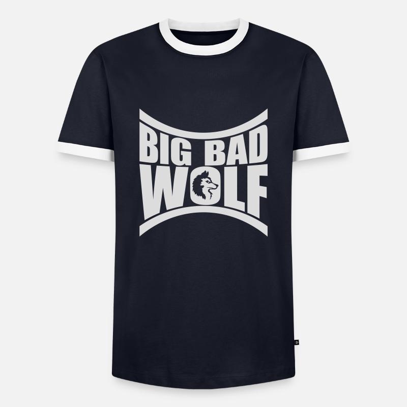 big bad wolf quote - Men's Ringer Shirt - navy/white 