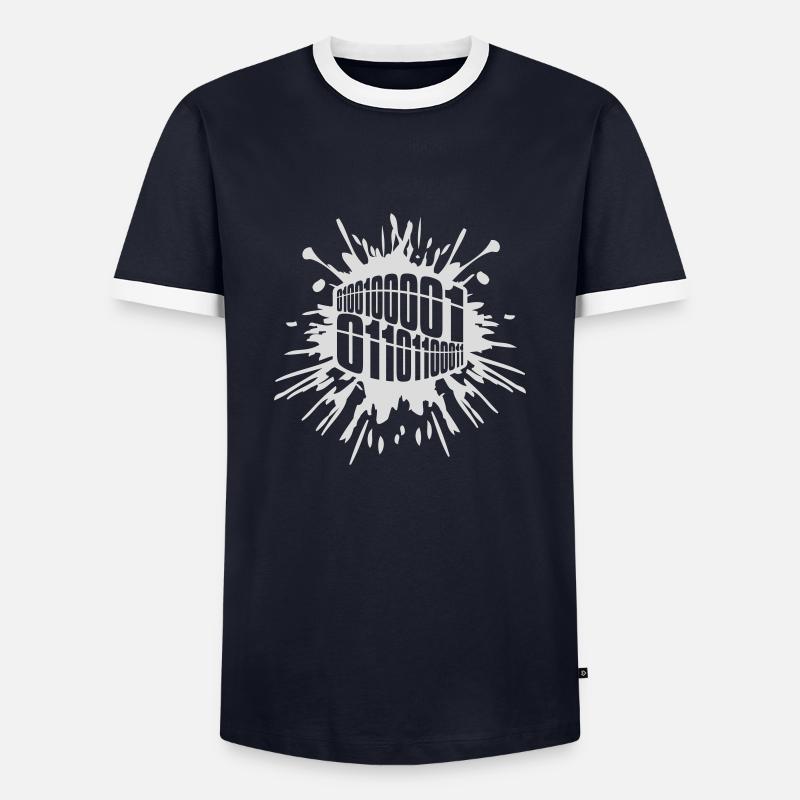 Langage de programme de code binaire - T-shirt contrasté Homme - marine/blanc 