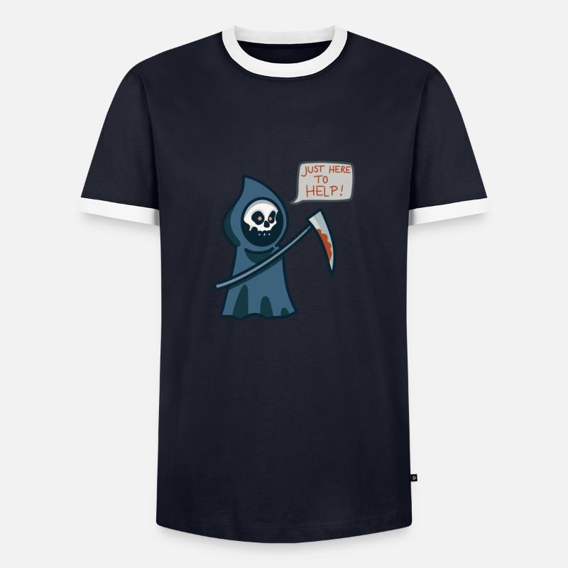 JUST HERE TO HELP - Men's Ringer Shirt - navy/white