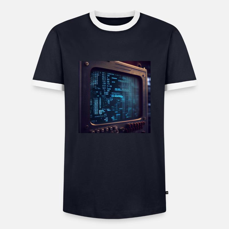 Code auf einem PC-Bildschirm - Männer Kontrast-T-Shirt - Navy/Weiß 