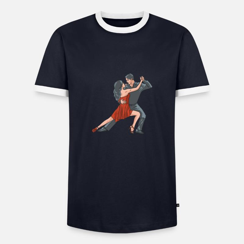 SALSA DANCING - Men's Ringer Shirt - navy/white