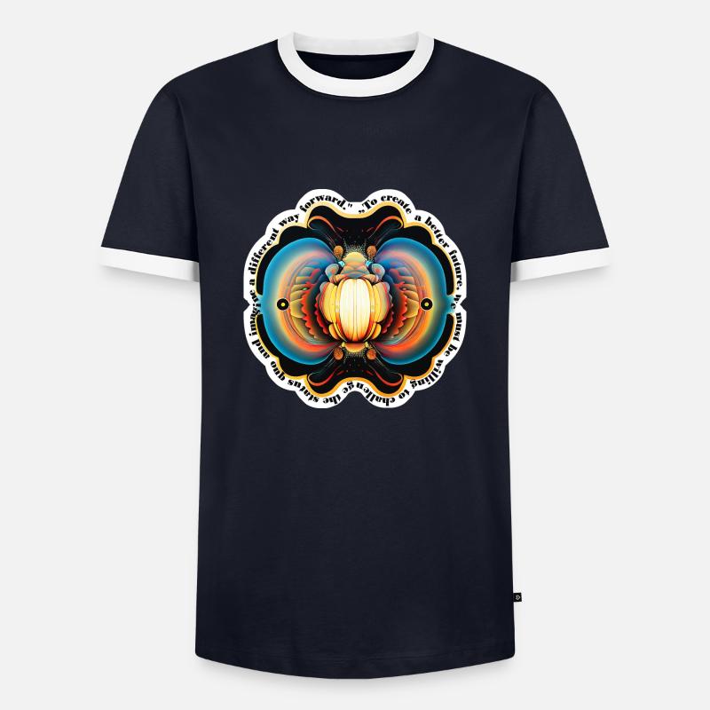 Mandala Sticker - "Better Future" - Männer Kontrast-T-Shirt - Navy/Weiß 