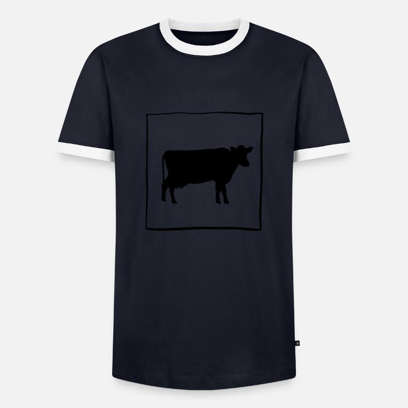 Kuh 1 - Männer Kontrast-T-Shirt - Navy/Weiß 