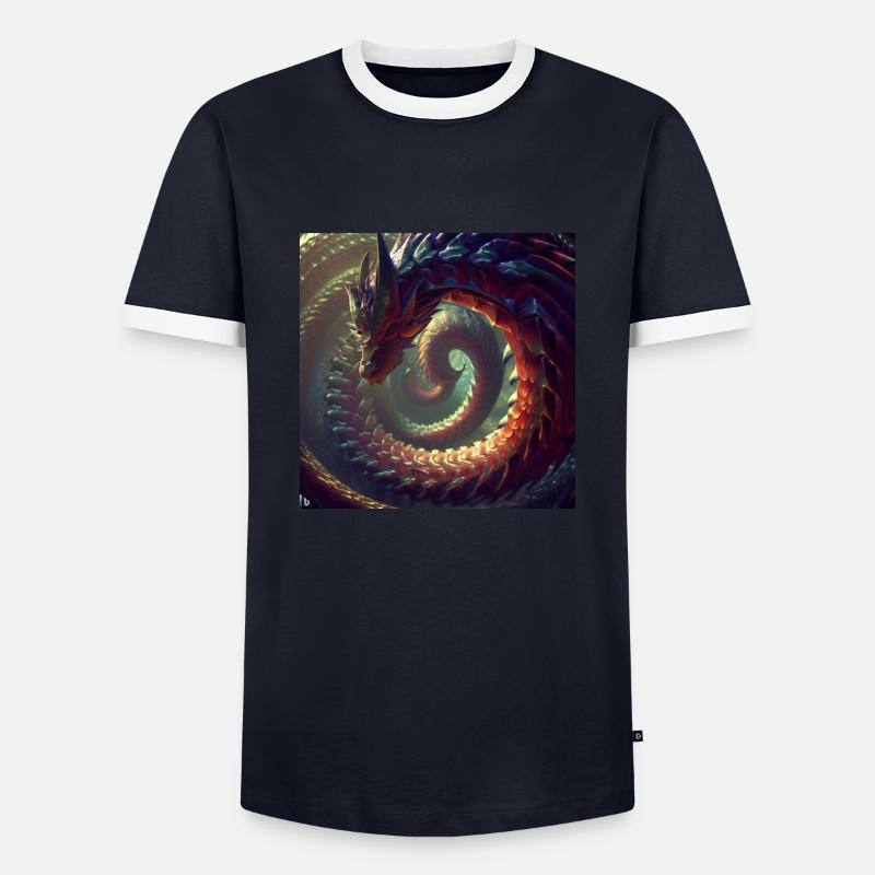 Der Unendlichkeitsdrache - Männer Kontrast-T-Shirt - Navy/Weiß 