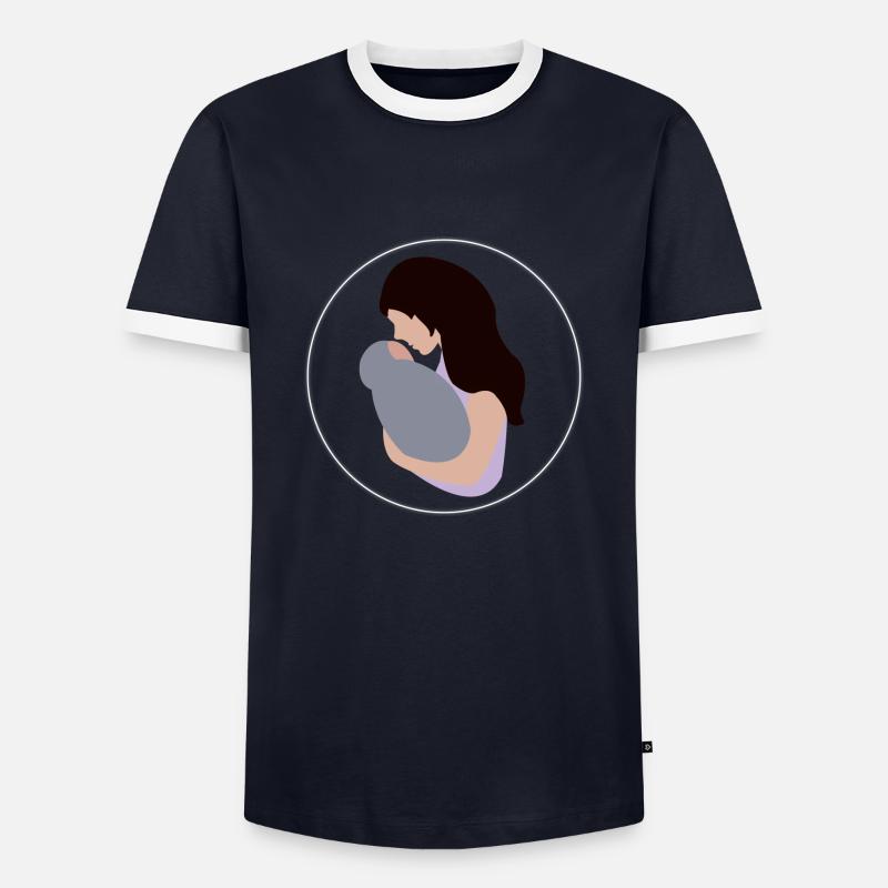 Mutter und Kind - Männer Kontrast-T-Shirt - Navy/Weiß
