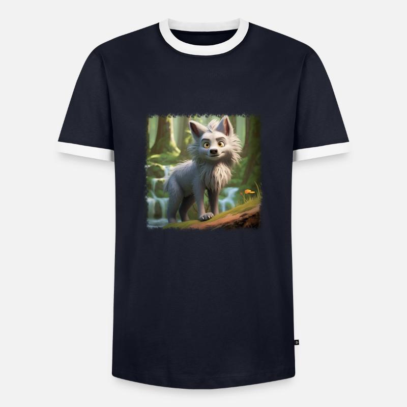 Cool Wolf - Men's Ringer Shirt - navy/white