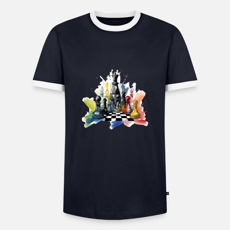 Chess composition n°4 - Men's Ringer Shirt - navy/white 