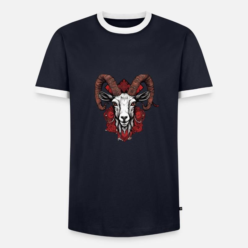 Widder - Männer Kontrast-T-Shirt - Navy/Weiß