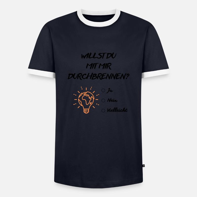 Willst du mit mir durchbrennen - Männer Kontrast-T-Shirt - Navy/Weiß