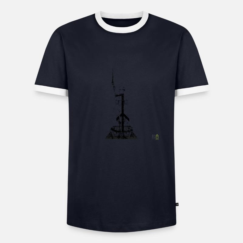 Hermann Monument peace dark - Men's Ringer Shirt - navy/white 