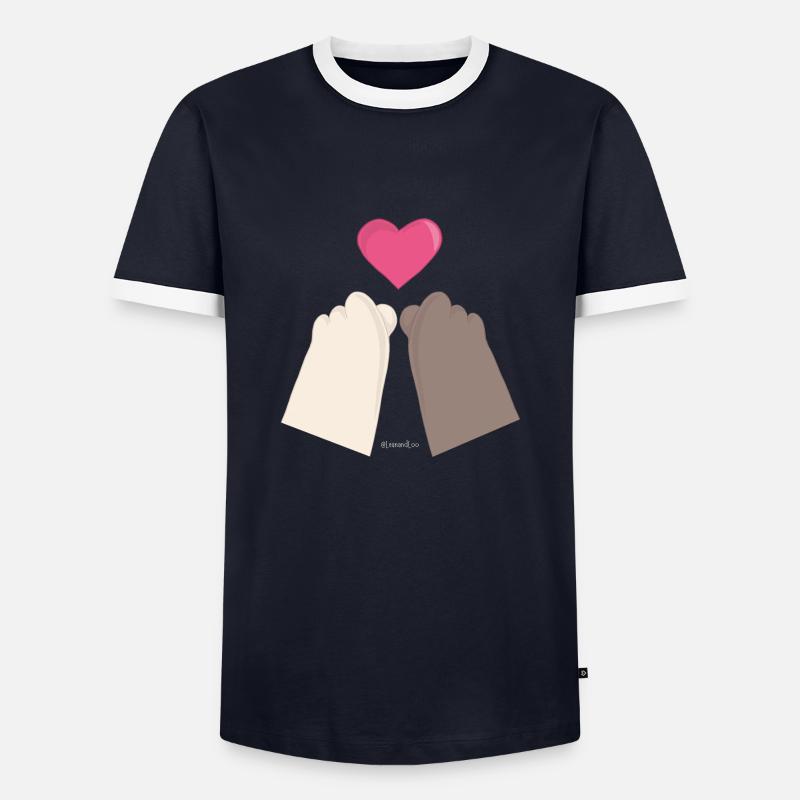 Lean & Loo Finger Herzen - Männer Kontrast-T-Shirt - Navy/Weiß 