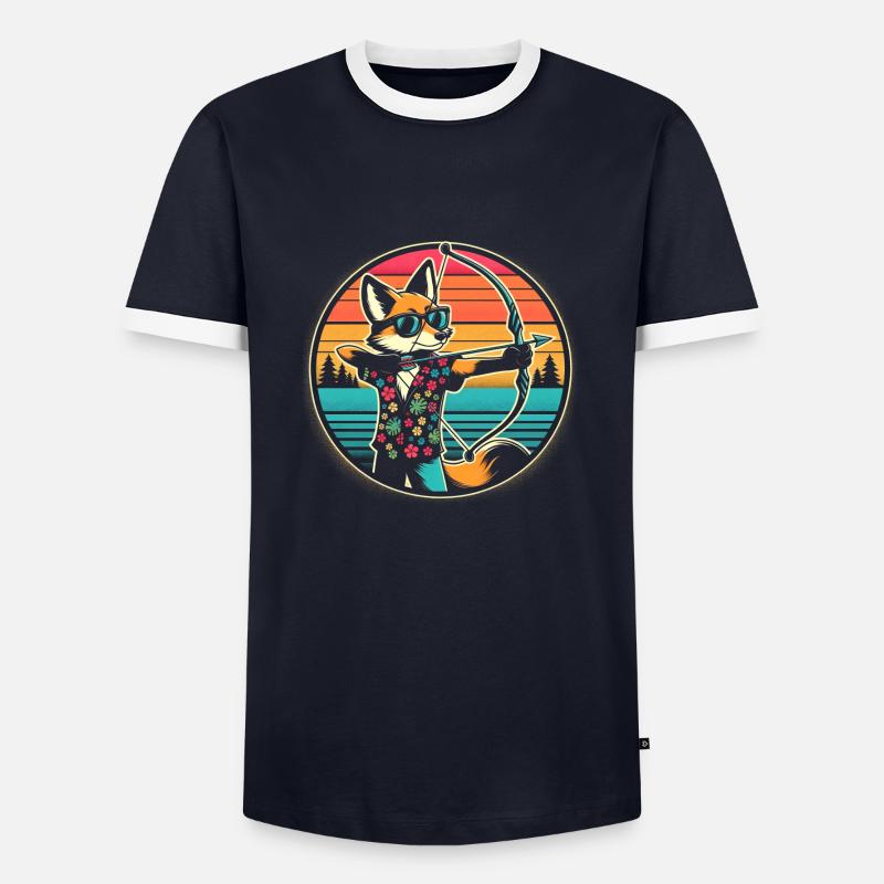 Fuchs Bogenschießen - Männer Kontrast-T-Shirt - Navy/Weiß 