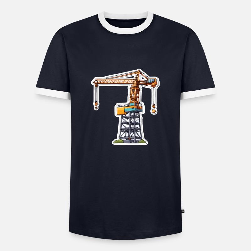 Kran / Baustelle / Seilwinde / Kransystem - Männer Kontrast-T-Shirt - Navy/Weiß