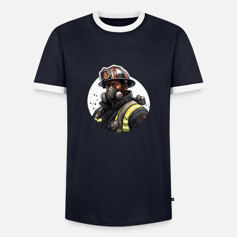 Firefighter / Fire / Fire / Extinguish / Hero - Men's Ringer Shirt - navy/white 