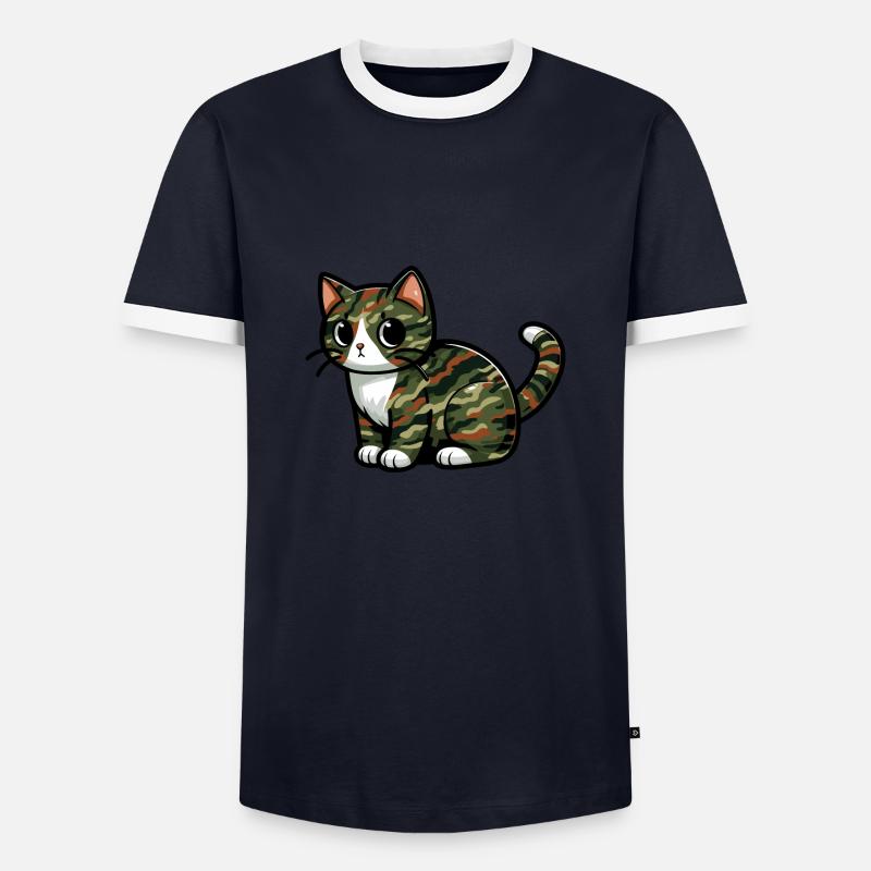 Getarnte Katze - Männer Kontrast-T-Shirt - Navy/Weiß 