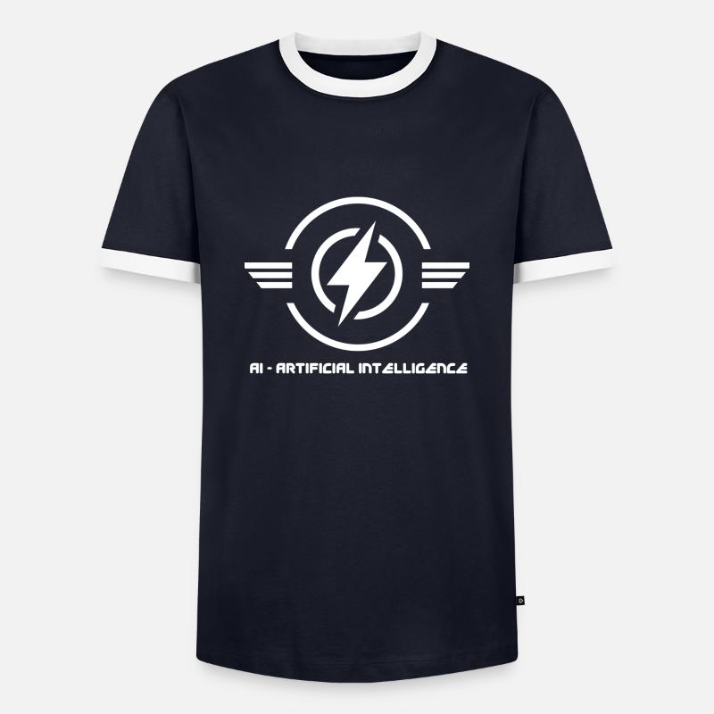 AI Artificial Intelligence Star - Men's Ringer Shirt - navy/white 