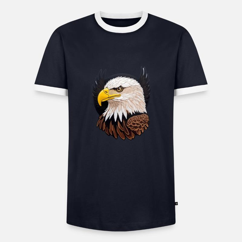 Beautiful bald eagle - Men's Ringer Shirt - navy/white 