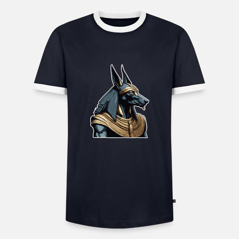 Egypt / Pharaoh / Mummies / Hieroglyphics / Sphinx - Men's Ringer Shirt - navy/white 