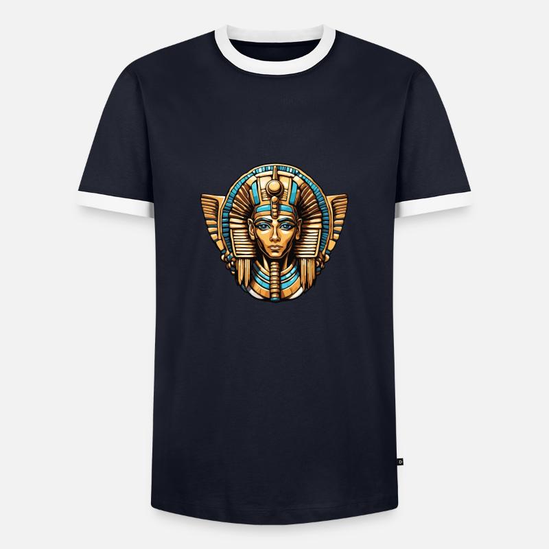 Egypt / Pharaoh / Mummies / Hieroglyphics / Sphinx - Men's Ringer Shirt - navy/white 