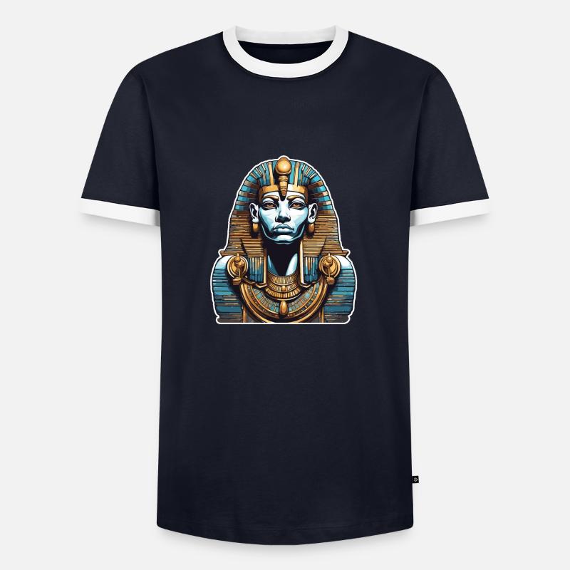 Egypt / Pharaoh / Mummies / Hieroglyphics / Sphinx - Men's Ringer Shirt - navy/white 