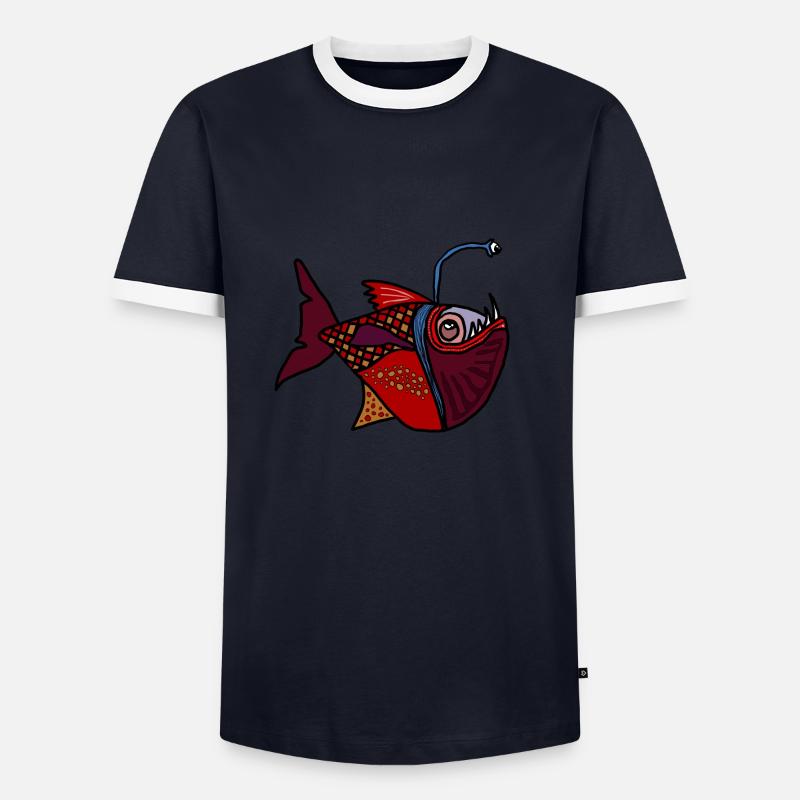 Fisch - Männer Kontrast-T-Shirt - Navy/Weiß 