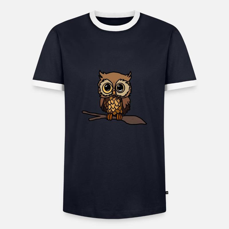 Eule - Männer Kontrast-T-Shirt - Navy/Weiß