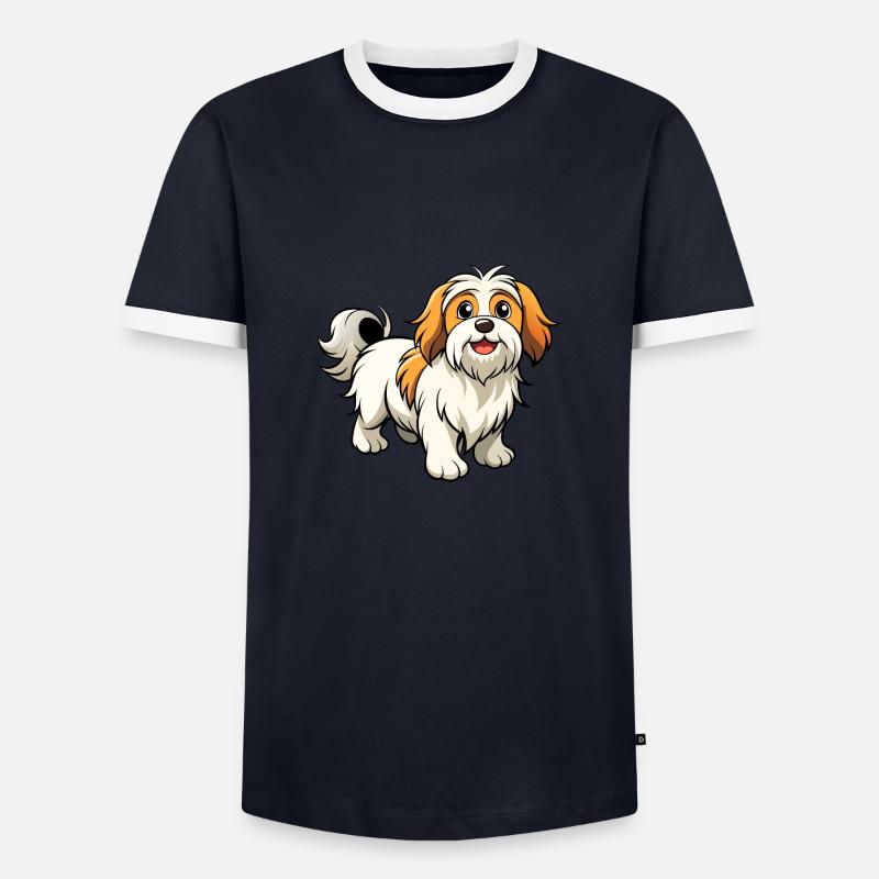 Confident Lhasa Apso Parade - Men's Ringer Shirt - navy/white 