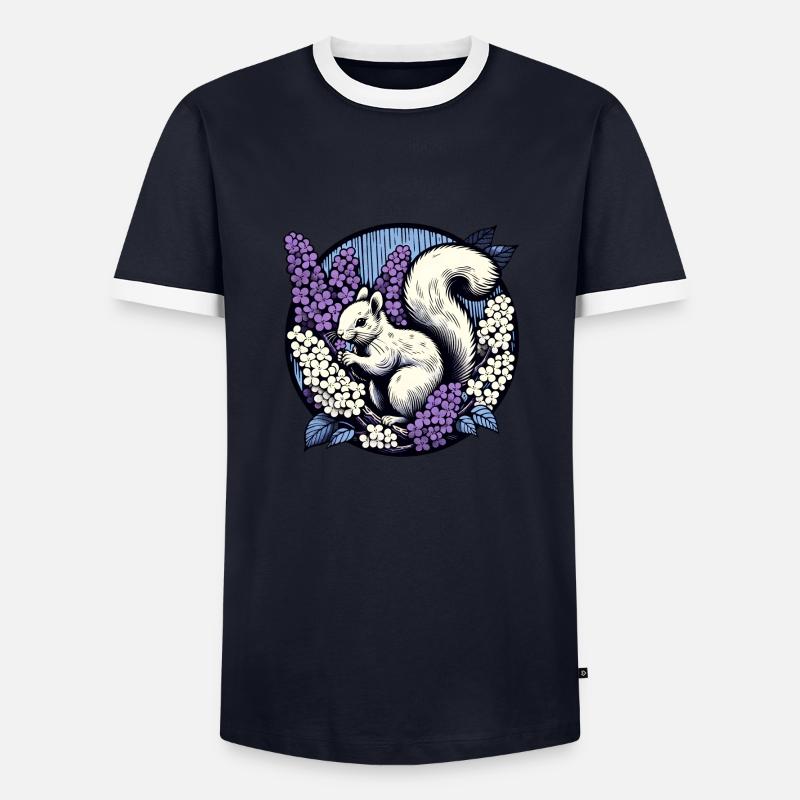 Lilac Squirrel - Men's Ringer Shirt - navy/white 
