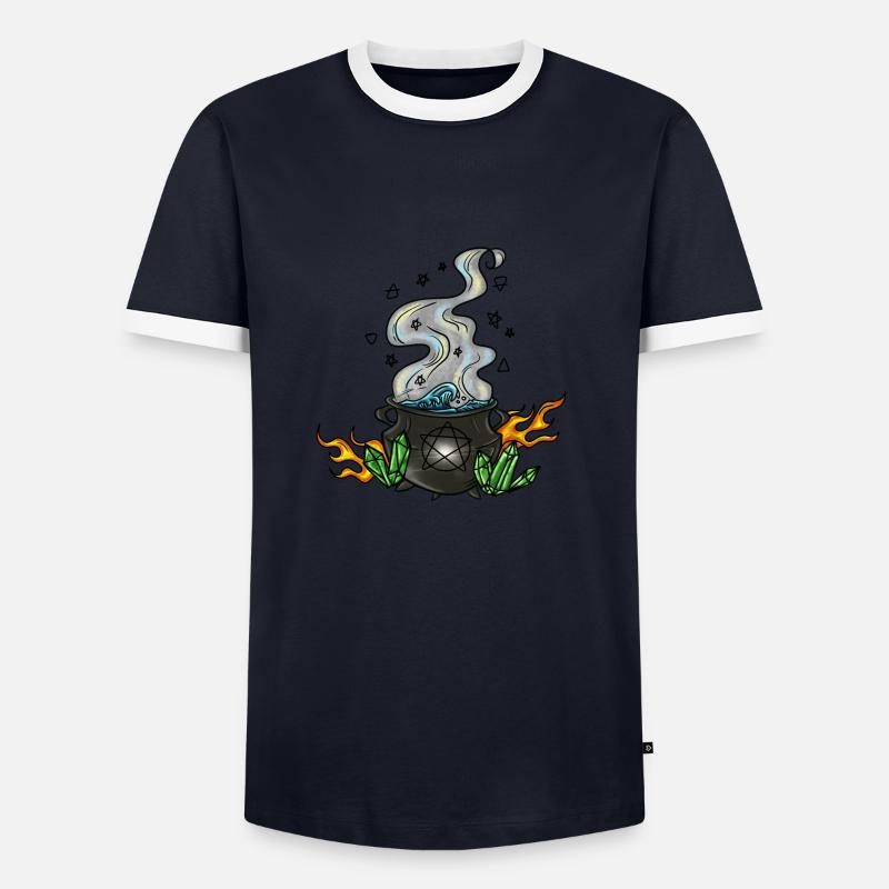 Der vier Elemente Kessel - Männer Kontrast-T-Shirt - Navy/Weiß