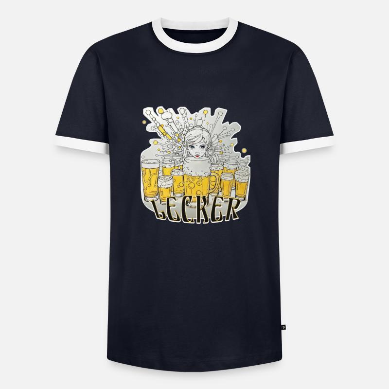 Lecker Bier - Männer Kontrast-T-Shirt - Navy/Weiß