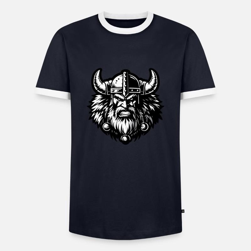 Mächtiger Wikingerkrieger Version 5 - Männer Kontrast-T-Shirt - Navy/Weiß 