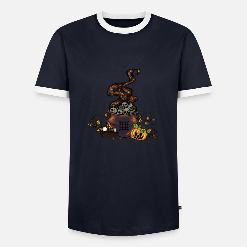 Samhain Cauldron - Men's Ringer Shirt - navy/white 