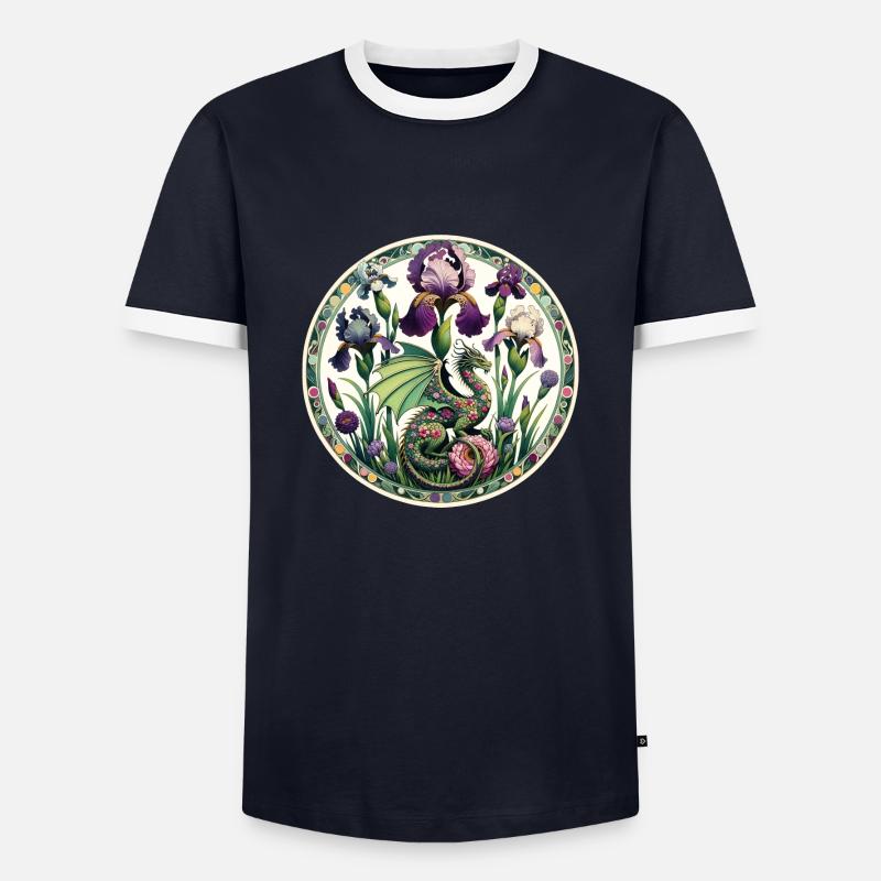 Iris-Drache - Männer Kontrast-T-Shirt - Navy/Weiß