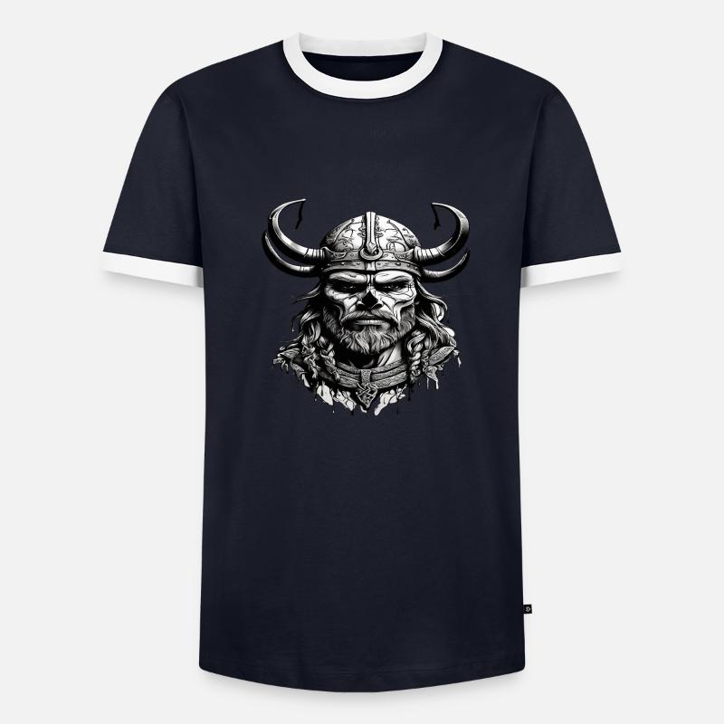 Wikinger Schädel - Männer Kontrast-T-Shirt - Navy/Weiß 