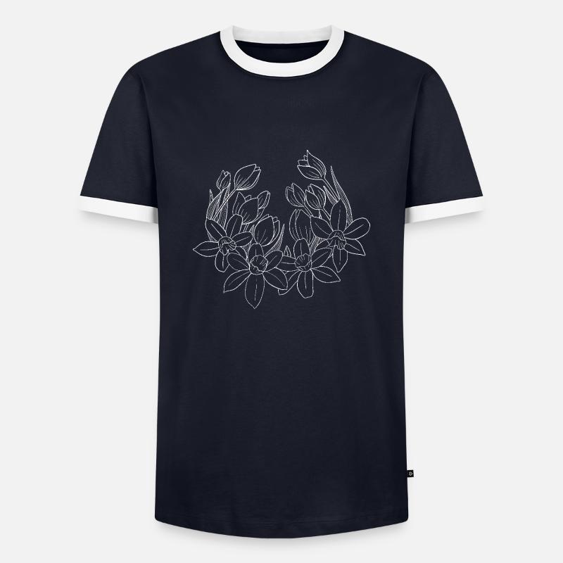 Spring flowers white - Men's Ringer Shirt - navy/white
