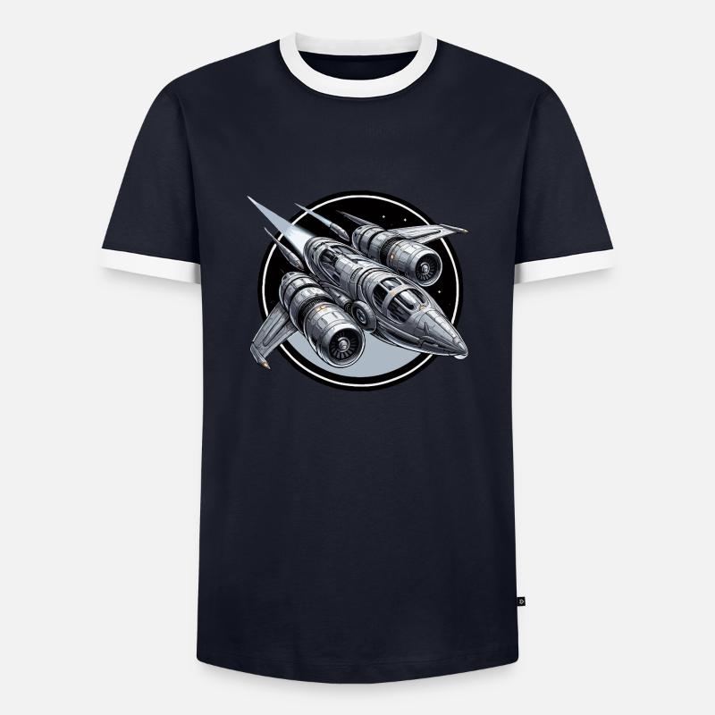 Raumschiff silber - Männer Kontrast-T-Shirt - Navy/Weiß