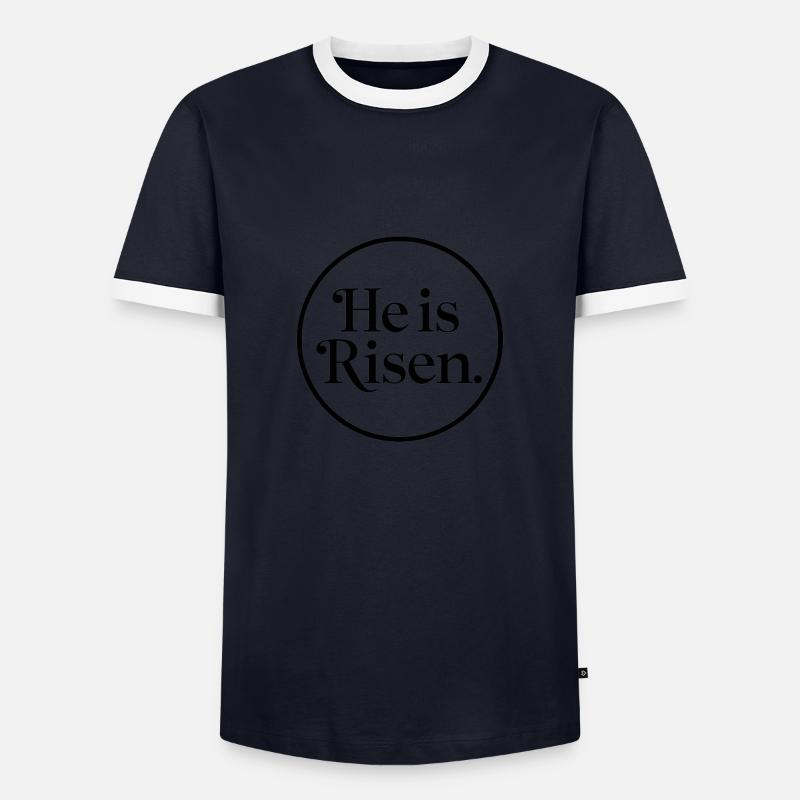 He is risen - Men's Ringer Shirt - navy/white 