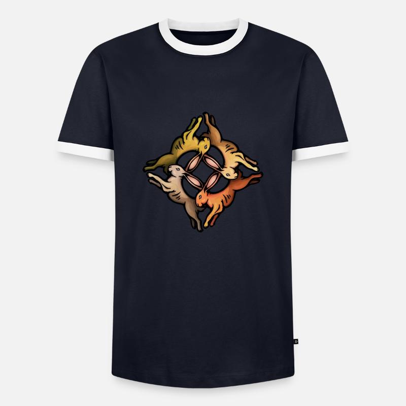 Vier Hasen - Männer Kontrast-T-Shirt - Navy/Weiß