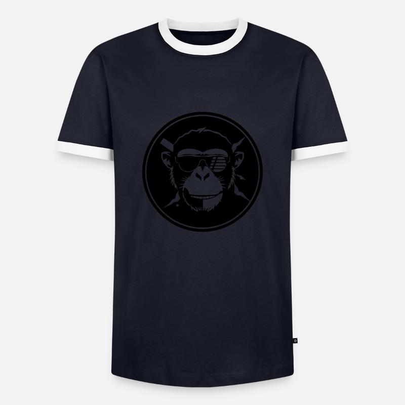 Cool Monkey - Männer Kontrast-T-Shirt - Navy/Weiß