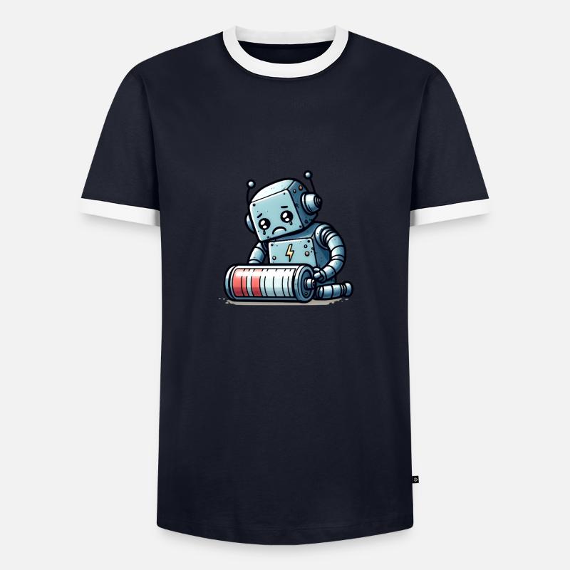 Robot Weak Battery Robo-Problems - Men's Ringer Shirt - navy/white