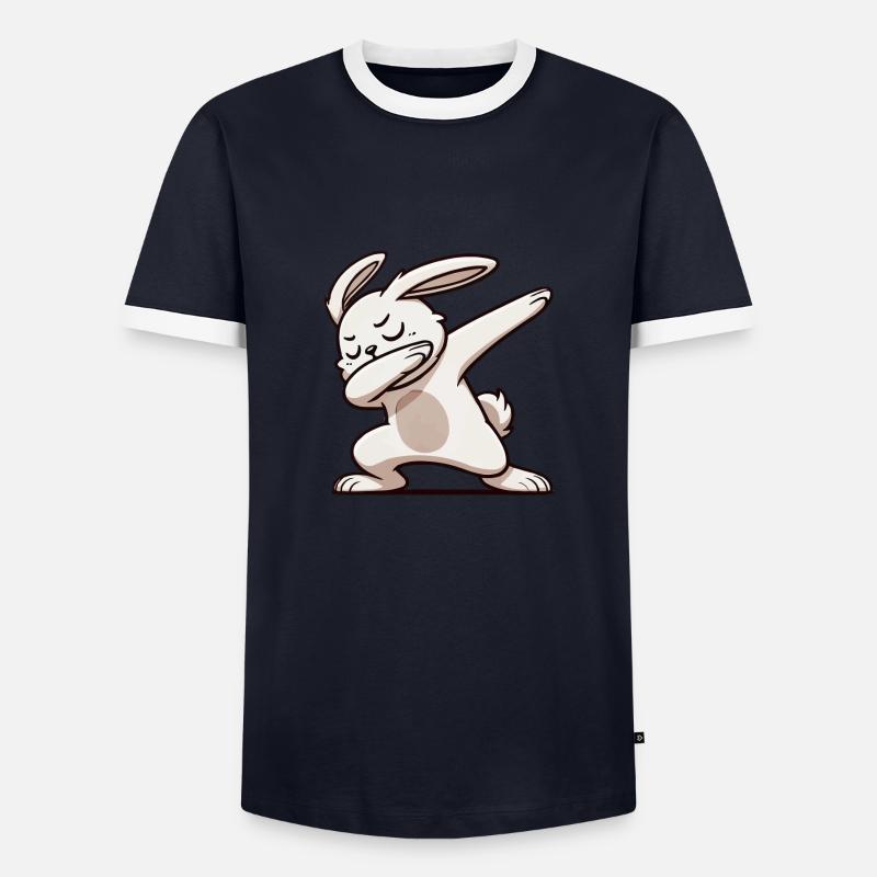 Rabbit Rabbit Dabbing - Men's Ringer Shirt - navy/white 