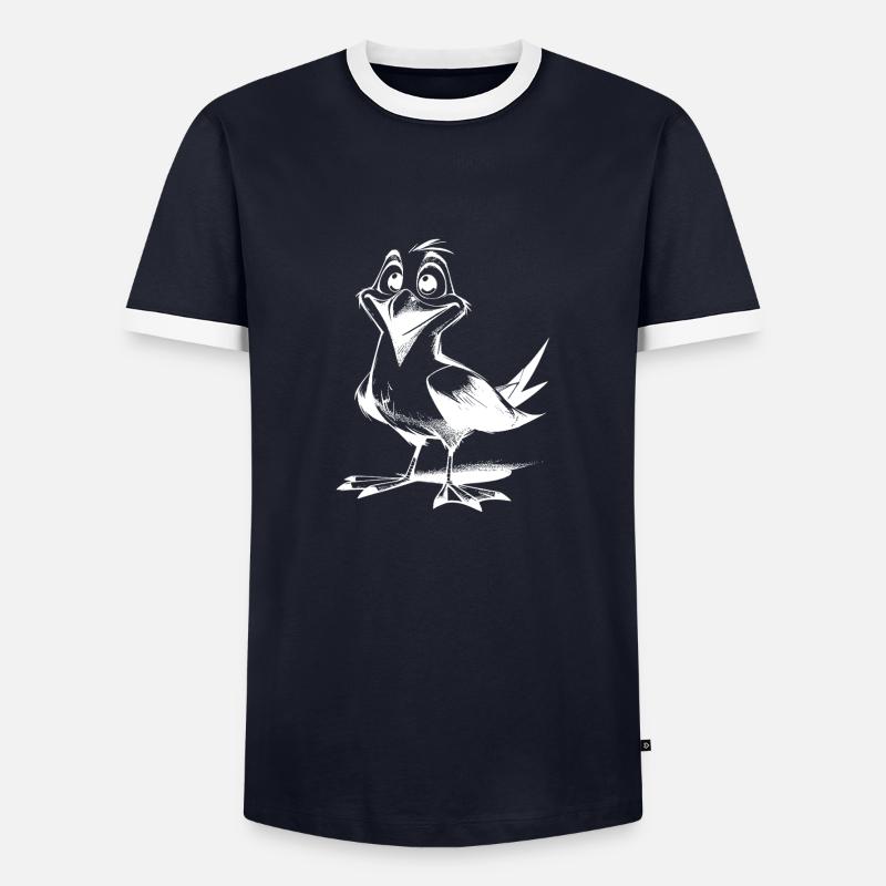 Netter Flattermann lustiger Möwen Vogel - Männer Kontrast-T-Shirt - Navy/Weiß