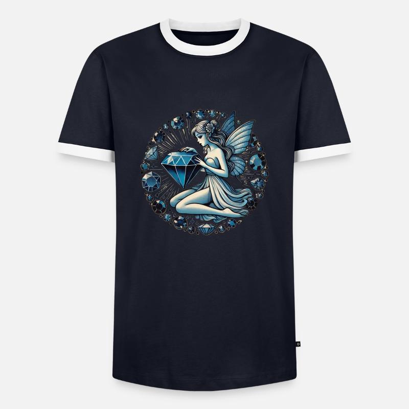 Saphir-Fee - Männer Kontrast-T-Shirt - Navy/Weiß 