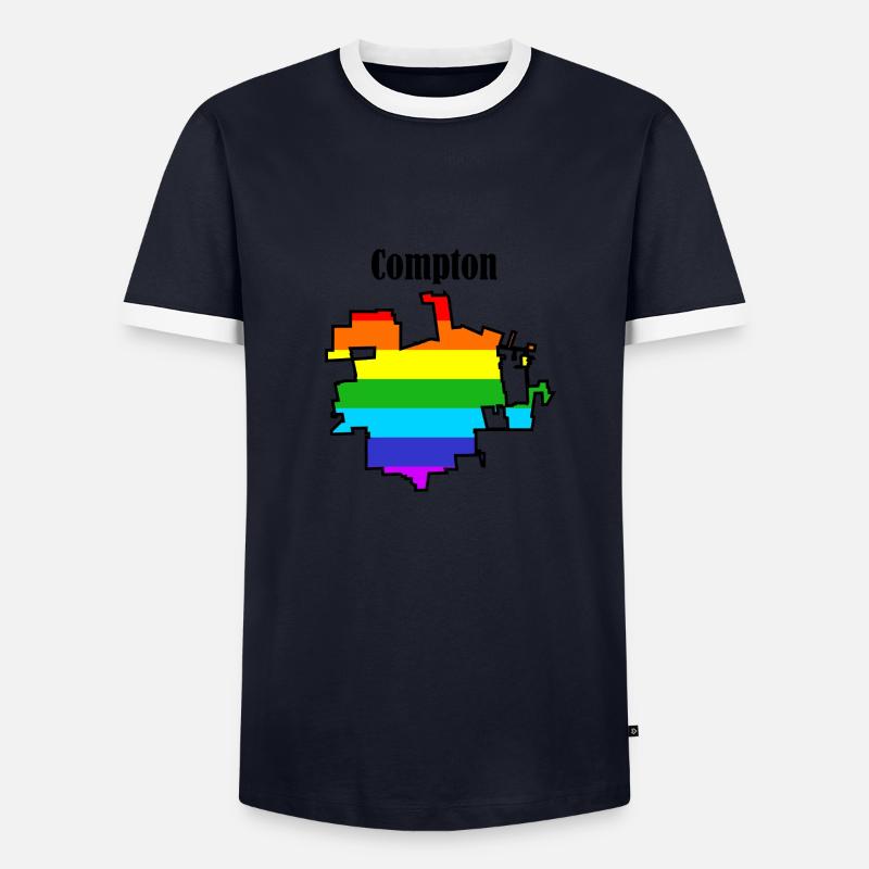 Compton rainbow - Men's Ringer Shirt - navy/white 