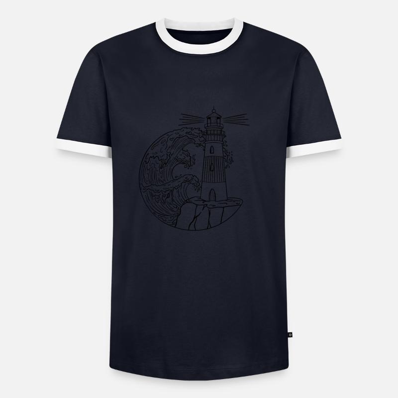 Leuchtturm2 1 - Männer Kontrast-T-Shirt - Navy/Weiß