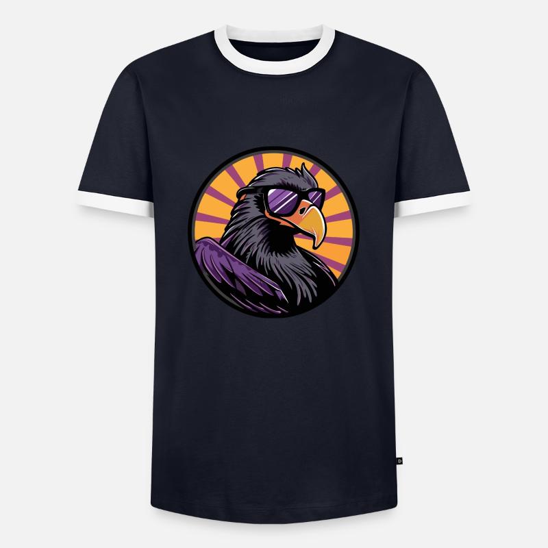 Eagle Harpy Bird Comic - Men's Ringer Shirt - navy/white 
